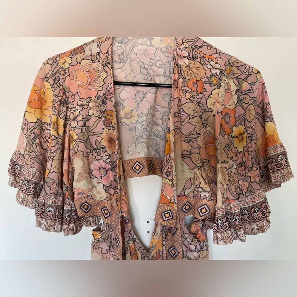 Spell Floral Pink Peach Bohemian Maxi Dress - Picture 7 of 7